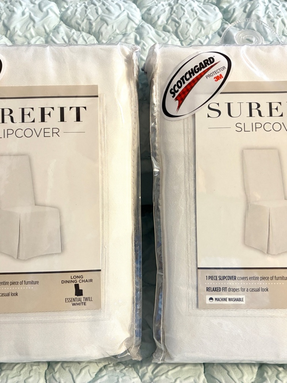 2 SureFit White Slipcover Pair with Scotchgard Protector 2 NEW - Picture 2 of 4